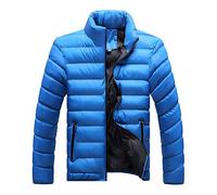 AnyuA Wasserabweisender Regenmantel mit Stehkragen Daunen-Steppjacke für Herren Himmelblau S