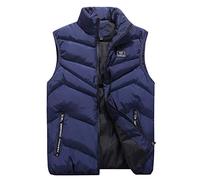 AnyuA Weste,Herren Ärmellos Steppweste Stehkragen Verdicken Daunenweste Blau XL