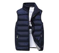 AnyuA Weste Herren Lose Kurze Steppweste Parka,Warm Jacke Daunenweste Blau 4XL