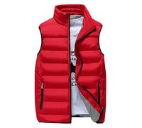 AnyuA Weste Herren Lose Kurze Steppweste Parka,Warm Jacke Daunenweste Rot XL