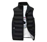 AnyuA Weste Herren Lose Kurze Steppweste Parka,Warm Jacke Daunenweste Schwarz 3XL