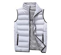 AnyuA Weste Herren Stehkragen Lose Kurze Daunenweste,Reißvers Steppweste Grau 2XL