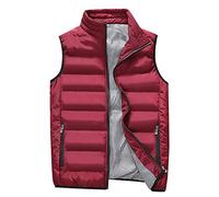 AnyuA Weste Herren Stehkragen Lose Kurze Daunenweste,Reißvers Steppweste Rot M