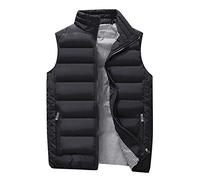 AnyuA Weste Herren Stehkragen Lose Kurze Daunenweste,Reißvers Steppweste Schwarz 4XL