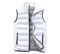 AnyuA Weste Herren Stehkragen Lose Kurze Daunenweste,Reißvers Steppweste Weiß M