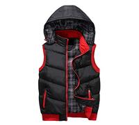 AnyuA Weste Herren Verdicken Outdoor Packable Daunenweste Steppweste Mit Abnehmbar Kapuze Schwarz M