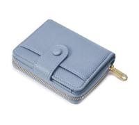 ANYWN Geldbörse Damen klein aus Weichem Leder, Kleines Portemonnaie Damen, Mini Geldbeutel mit Großes Zipper Münzfach Blau
