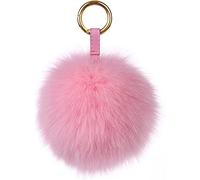 ANZII Damen Fuchspelz Pom Pom Ball Echtfell Fell Pelz Bommel Schlüsselanhänger Taschenanhänger Schlüssel- Taschen- Fellanhänger Pelz-Anhänger für Handtaschen, Rückspiegel im Auto