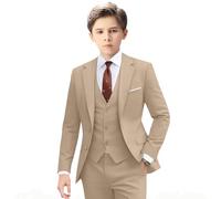 Anzüge für Jungen, schmale Passform, formelles Kleid, Outfit, Kleinkind-Anzug, Blazer, Weste, Hose, Kinder-Smoking, Champagner, 3 Stück, 6