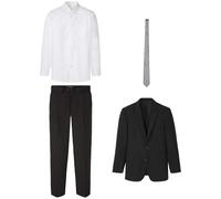 Anzug BONPRIX, Herren, Gr. 50, N-Gr, schwarz, Web, Obermaterial: 100% Polyester. Obermaterial 2: 100% Baumwolle. Futter: 100% Polyester, gepflegt, unifarben, festlich, bequem, Anzüge, festlicher Stil,