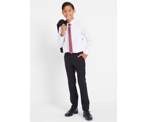 Anzug BONPRIX, Jungen, Gr. 140, N-Gr, schwarz (schwarz, weiß), Web, Obermaterial: 100% Baumwolle, mehrfarbig, unifarben, festlich, normal, Anzüge, bestehend aus Hose mit verstellbarem Bund, Hemd, Sakk