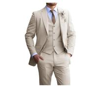 Anzug Der Trauzeugen Elegante Anzüge for Männer, schlankes Modedesign, Bräutigam, Hochzeit, Blazer, Weste, Hosen, Freundkleidung, Party, Abschlussball MäNner Anzug FüR Hochzeit Groomsmen(Beige,L)
