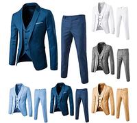 Anzug Herren Business Set Freizeitanzug Herren Revers Einfarbig Herren Anzug und Männer Stilvoll Sets Regular Fit Atmungsaktiv Set Herren Modern Anzüge für Herren Abendkleid und Bräutigam Outfit