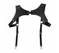 Anzug-Hosenträger für Erwachsene Herren Strapsgürtel Mode Sport Kunstleder Hosenträger Leder Schultergurt Erwachsener Gürtel Verstellbare Hosenträger für Herren ( Color : Black , Size : 80-100cm )
