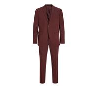 Anzug JACK & JONES "JPRFRANCO Extra schmal, pflegeleicht, stilvoll mit fallendem Revers", Herren, Gr. 48, N-Gr, rot (bitter chocolate), Web, Obermaterial: 78% Polyester, 17% Viskose, 5% Elasthan, unif