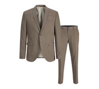 Anzug JACK & JONES "JPRFRANCO Extra schmal, pflegeleicht, stilvoll mit fallendem Revers", Herren, Gr. 50, N-Gr, beige (morel), Web, Obermaterial: 78% Polyester, 17% Viskose, 5% Elasthan, unifarben, sl