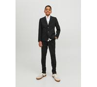 Anzug JACK & JONES JUNIOR "JPRSOLAR elastisch und pflegeleicht für besondere Anlässe", Jungen, Gr. 134, N-Gr, schwarz, Web, Obermaterial: 78% Polyester, 17% Viskose, 5% Elasthan, unifarben, slim fit,