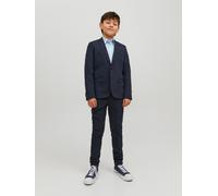 Anzug JACK & JONES JUNIOR "JPRSOLAR elastisch und pflegeleicht für besondere Anlässe", Jungen, Gr. 140, N-Gr, blau (schwarz navy), Web, Obermaterial: 78% Polyester, 17% Viskose, 5% Elasthan, unifarben