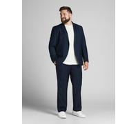 Anzug "JPRFRANCO SUIT NOOS PLS", Damen, Gr. 70, N-Gr, blau (schwarz navy), Web, Obermaterial: 78% Polyester, 17% Viskose, 5% Elasthan, JACK & JONES PLUSSIZE, unifarben, slim fit, Anzüge (58790137-70)
