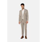 Anzug THOMAS GOODWIN "3024-90", Herren, Gr. 88, Schlankgrößen, beige, 68% Polyester, 28% Viskose, 4% Elasthan, unifarben, festlich, slim fit, Anzüge, mit modischen Accessoires (37485462-88) beige
