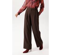 Anzughose ANISTON CASUAL, Damen, Gr. 40, N-Gr, braun (dunkelbraun), Web, Obermaterial: 62% Polyester, 34% Viskose, 4% Elasthan, unifarben, lässig geschnitten lang, Hosen Anzughose, mit Bundfalten (274