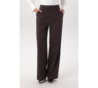 Anzughose ANISTON SELECTED, Damen, Gr. 44, N-Gr, braun (bordeauxbraun, silbergrau), Web, Obermaterial: 65% Polyester, 33% Viskose, 2% Elasthan, Nadelstreifen, gestreift, lässig geschnitten lang, Hosen