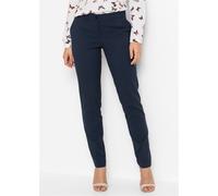 Anzughose BONPRIX "Anzugshose", Damen, Gr. 38, K-Gr, blau (dunkelblau (länge: kurz)), Obermaterial: 76% Polyester, 22% Viskose, 2% Elasthan, slim fit, Hosen Anzughose, aus Polyester, Viskose und Elast