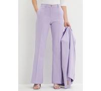 Anzughose BONPRIX, Damen, Gr. 40, N-Gr, hellviolett, Web, Obermaterial: 66% Polyester, 33% Viskose, 1% Elasthan, regular fit, Hosen Anzughose, mit Elasthan-Anteil, Regular Fit, Flared Schnitt, elegant