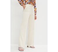 Anzughose BONPRIX, Damen, Gr. 42, N-Gr, kieselbeige, Web, Obermaterial: 66% Polyester, 33% Viskose, 1% Elasthan, regular fit, Hosen Anzughose, mit Elasthan-Anteil, Regular Fit, Flared Schnitt, elegant