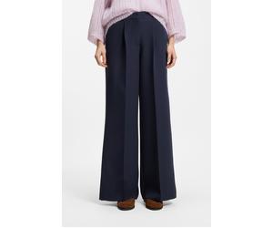 Anzughose BOSS ORANGE "Tiwi Premium Damenmode", Damen, Gr. 38, N-Gr, dunkelblau 408, Web, Obermaterial: 87% Polyester, 13% Elasthan, unifarben, normal, Hosen Anzughose, Wide Leg mit Bügelfalte (916690