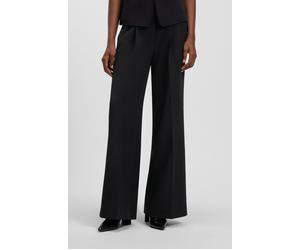 Anzughose BOSS ORANGE "Tiwi Premium Damenmode", Damen, Gr. 40, N-Gr, schwarz (schwarz 001), Web, Obermaterial: 87% Polyester, 13% Elasthan, unifarben, normal, Hosen Anzughose, Wide Leg mit Bügelfalte 