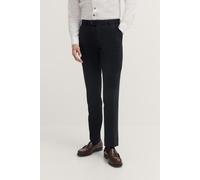 Anzughose BUGATTI, Herren, Gr. 50, Normalgrößen, blau (390, marine), 66% Polyester, 21% Viskose, 10% Polyamid, 3% Elasthan, unifarben, gerade, unten schmal, Hosen Anzughose, mit Stretch & Bügelfalte (