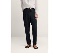 Anzughose BUGATTI "Seersucker", Herren, Gr. 54, Normalgrößen, 390, marine, 62% Polyester, 33% Viskose, 5% Elasthan, unifarben, gerade, unten schmal, Hosen Anzughose, mit Bundfalte und Stretch-Funktion