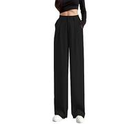 Anzughose Damen High Waist,Business Hose Damen Stretch,Breite Hosen Damen Elegant Einfarbig Lockere Hosen Freizeithose Gerade Wide Leg Palazzo Hose mit Taschen Arbeitshose Lang Frauen Bürohosen