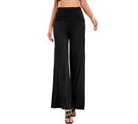 Anzughose Damen High Waist Glitzer Wide Leg Jogginghose Elegant Lang Pailletten-Hose Einfarbig Glitzer Hose Silber Schwarz Metallic Hose Große Größen Pailletten Leggings Glänzende-Hosen