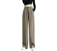 Anzughose Damen High Waist- Weite Hose Damen Business Summer- Arbeitshose Damen Freizeithose Lang Straight Leg Weites Bein Anzug Hose Hosenanzug Baggy Sommerhose Locker Lange Hosen