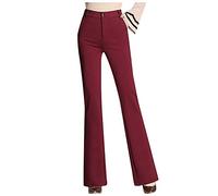 Anzughose Damen Schwarz High Waist Schlaghose Stretch Freizeithose Frauen Elegant Schlaghosen Beine Pants Vintage Business Stretchhose Bootcut-Hosen Schlag Hose Marlenehose-Stoffhose