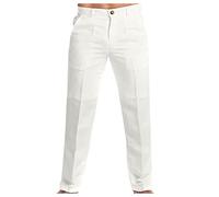 Anzughose für Herren - formelle Arbeitshose, normale Passform, schwarze Baumwollhose, leger, Business-Bürohose, Gürtel, Smart-Kleid, Hose, knitterfrei, flache Vorderseite, Stretch, gerades Bein, weiß,