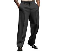 Anzughose Herren Schwarz Baggy Chino Hose Weites Freizeithose Stoffhose Oversize Sommerhose Loose Business-Hose Elegant Bundfaltenhose Highstreet Herrenanzug Classics Freizeit Herrenhose Wanderhose