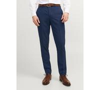 Anzughose JACK & JONES "JPRFRANCO Hose mit schmalem Bein und cleanem Look", Herren, Gr. 46, N-Gr, blau (schwarz navy), Web, Obermaterial: 78% Polyester, 17% Viskose, 4% Elasthan, 1% sonstige Fasern, u