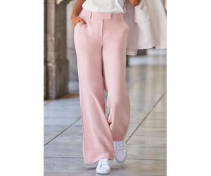 Anzughose LASCANA, Damen, Gr. 34, N-Gr, rosé, Web, Obermaterial: 65% Polyester, 28% Viskose, 7% Elasthan, unifarben, figurumspielend lang, Hosen Anzughose, mit verstellbarem Bund, individuell regulier