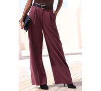 Anzughose LASCANA, Damen, Gr. 38, N-Gr, blau (bordeaux), Obermaterial: 75% Polyester, 18% Viskose, 7% Elasthan. Taschenbeutel: 100% Polyester, unifarben, figurumspielend lang, Hosen Anzughose, mit wei