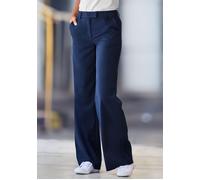 Anzughose LASCANA, Damen, Gr. 42, N-Gr, marine, Web, Obermaterial: 65% Polyester, 28% Viskose, 7% Elasthan, unifarben, figurumspielend lang, Hosen Anzughose, mit verstellbarem Bund, individuell reguli