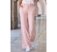 Anzughose LASCANA, Damen, Gr. 46, N-Gr, rosé, Web, Obermaterial: 65% Polyester, 28% Viskose, 7% Elasthan, unifarben, figurumspielend lang, Hosen Anzughose, mit verstellbarem Bund, individuell regulier