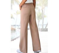 Anzughose LASCANA, Damen, Gr. 40, N-Gr, beige, Web, Obermaterial: 65% Polyester, 28% Viskose, 7% Elasthan, unifarben, figurumspielend lang, Hosen Anzughose, mit verstellbarem Bund, individuell regulie
