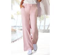 Anzughose LASCANA, Damen, Gr. 42, N-Gr, rosé, Web, Obermaterial: 65% Polyester, 28% Viskose, 7% Elasthan, unifarben, figurumspielend lang, Hosen Anzughose, mit verstellbarem Bund, individuell regulier