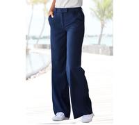 Anzughose LASCANA, Damen, Gr. 44, N-Gr, marine, Web, Obermaterial: 65% Polyester, 28% Viskose, 7% Elasthan, unifarben, figurumspielend lang, Hosen Anzughose, mit verstellbarem Bund, individuell reguli