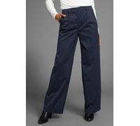 Anzughose LAURA SCOTT, Damen, Gr. 36, N-Gr, blau (dunkelblau), Web, Obermaterial: 65% Polyester, 33% Viskose, 2% Elasthan, Nadelstreifen, weit lang, Hosen Anzughose, mit Nadelstreifen, Topseller (1314