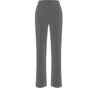 Anzughose MAC "CHIARA", Damen, Gr. 42, Länge 34, smoked grau stripes, Web, Obermaterial: 68% Polyester, 28% Viskose, 4% Elasthan, Nadelstreifen, regular fit knöchellang, Hosen Anzughose, mit Logo Stic