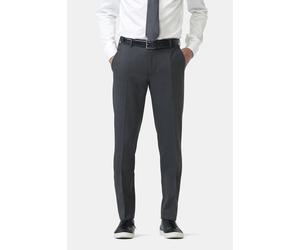 Anzughose MEYER "Bonn", Herren, Gr. 52, Normalgrößen, grau (dunkelgrau), 53% Polyester, 45% Wolle, 2% Elasthan, unifarben, slim fit lang, Hosen Anzughose, mit 4-Way-Stretch (23868106-52) dunkelgrau
